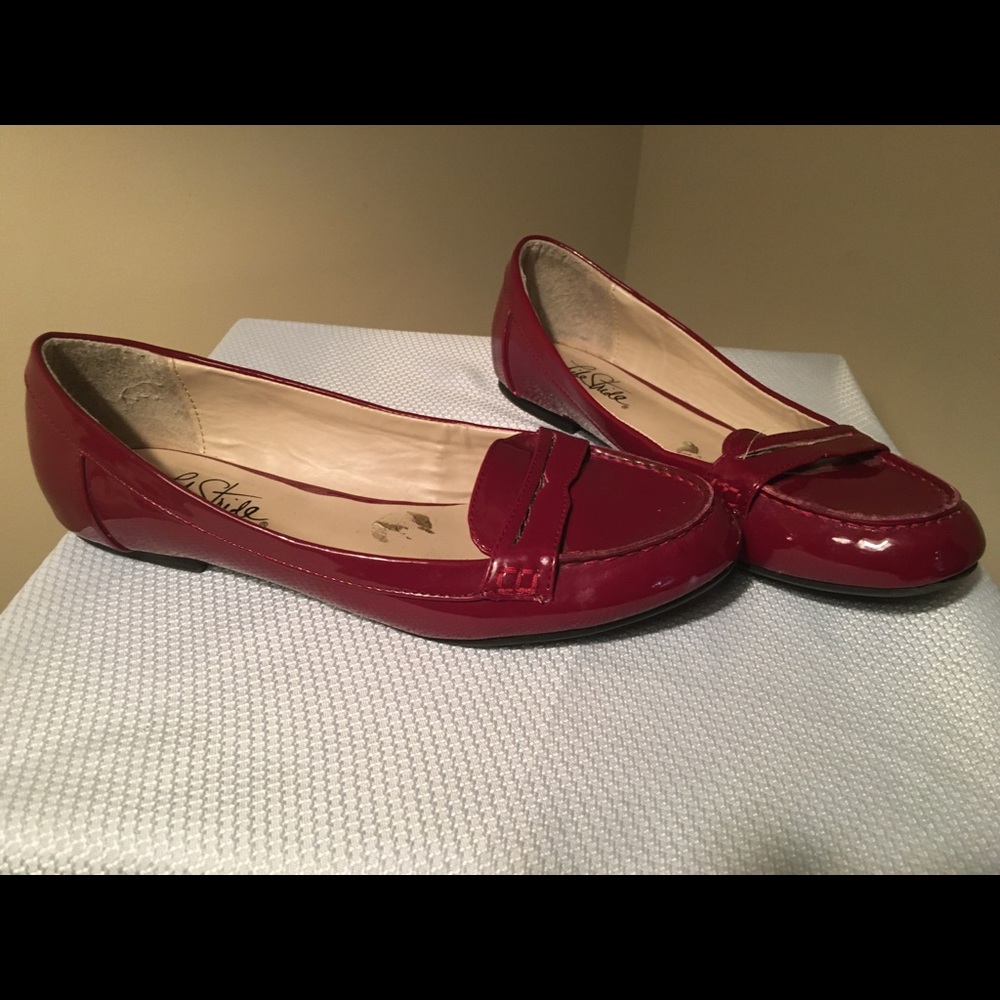 Red Patent Loafers size 8